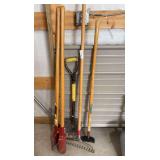 Post hole digger, rake, shovel, scrapping tool