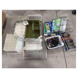 Labels, office bins, pens