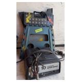 Six and 12 volt 10 amp battery charger and three small fold up step stools