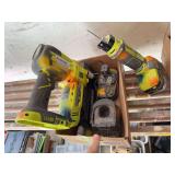 Ryobi 18 volt cordless tools, RotoZip style tool, 18 gauge Brad nailer, two batteries and charger
