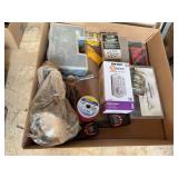 Handheld two-way radios, crimp on electric terminal assortment, multimeter, stud finder 12 volt spotlight, programmable deadbolt and more