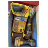 Ryobi 18 volt light, grinder, impact driver, charger and two batteries