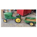 John Deere 7410 wide front pedal tractor and cart