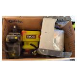 Ryobi 18 volt air pump, light, charger and two batteries