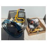 Quantity of halogen work lights floor model and clamp-ons, trouble lights and cord