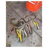 Five welding vice grips