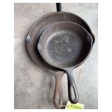 Number 8 10 1/2” skillet made in USA and 8” skillet