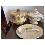 Grape cake stand, soup server and serving plate