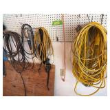 Belts, corded lights and extension cords as shown