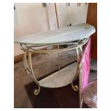 Glass top half circle metal base table and mirror to match