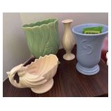 4 pottery vases 1 McCoy