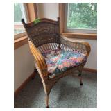 Wicker and bamboo arm chair