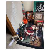 Christmas rug, lighted snowflake and some Halloween items