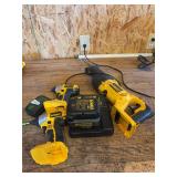 Dewalt battery operated reciprocating saw, two drills, charger battery drill bits, case