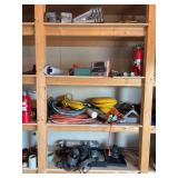 Jacks, extension cords, drills, sander, tow chain, bottle jacks (Bring boxes to pack)