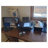 Monitor, one printer, organizer, power strip and speakers (Pixma printer is not included)