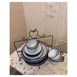 Granite ware dishes and rack