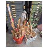 Miscellaneous wood scraps-one box, one bucket