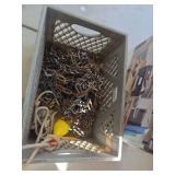 Crate with tire chains