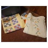Quilt (yellow with Blocks), Approximately 40 x 77, Unfinished Quilt Pieces, Quilt Approximately 85 x 92 - White