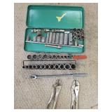 Socket sets vice grip and breaker bar