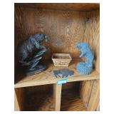 Bear Figurines, Basket, Metal Buffalo