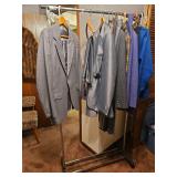Clothes Hanger on Wheels with Suit Jackets and Pants, Pendleton Jacket