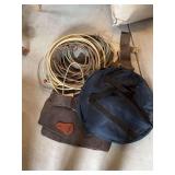 Lariat ropes, bags, leather cut for chaps