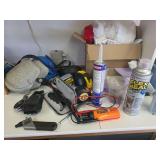 Tape measures, air gauges, knee pads, paintbrushes, Tape, spray cans