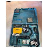 Makita battery drill, drill bits and case