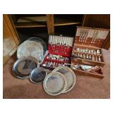 Silverware Sets in Boxes, one says Homes & Edwards, Serving Platters, Relish Dish