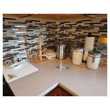 Canisters, Glass Pitchers, Paper Towel Holder