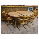 Table and 4 Chairs, Has 2 Leafs (Leaf Sizes 48" x 15"), 62" x 48" with One Leaf In