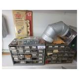 Two organizers with contents and Porter Cable level