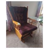 Wooden Glider Rocking Chair with Metal TV Tray