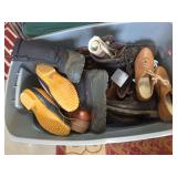 A tote of boots and shoes, 9 and a 1/2 women