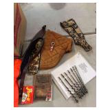 Winchester Auger bits, Old gun book, hand warmer and more