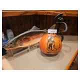 Metal Cowboy Wine Holder, Yellowstone Wood Fish, Southwestern-Style Hand-Painted