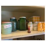 Yellow/white canisters, salt and pepper shakers, ball jars, jar (bring box to pack)