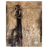 Stirrups, reins, bridle with swivel bit