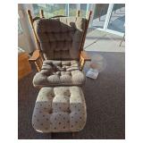 Rocking chair and foot stool, fan