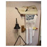 Towel racks, dinner bells, granite bowl (bring tools to remove)