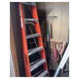 Ladder, garden tools, pump