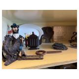 Cast chicken napkin holder, Trivets, nut crackers, platter and tray (bring box to pack)