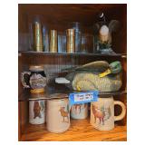 Wildlife Coffee Mugs, Duck Figurines, Glasses (Bring Boxes to Pack) - Three Shelves