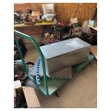 Wheeled cart, metal box, floor snap pad