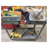 Metal roller cart with contents