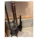 Cast stove fireplace utensil holder, fireplace utensils