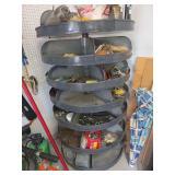 Large display storage brown rotating metal Shelf 36x66 with contents (Bring boxes to pack)