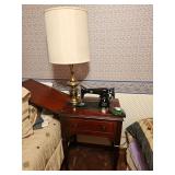 Montgomery Ward Sewing Machine in Stand,  Lamp,  Clock